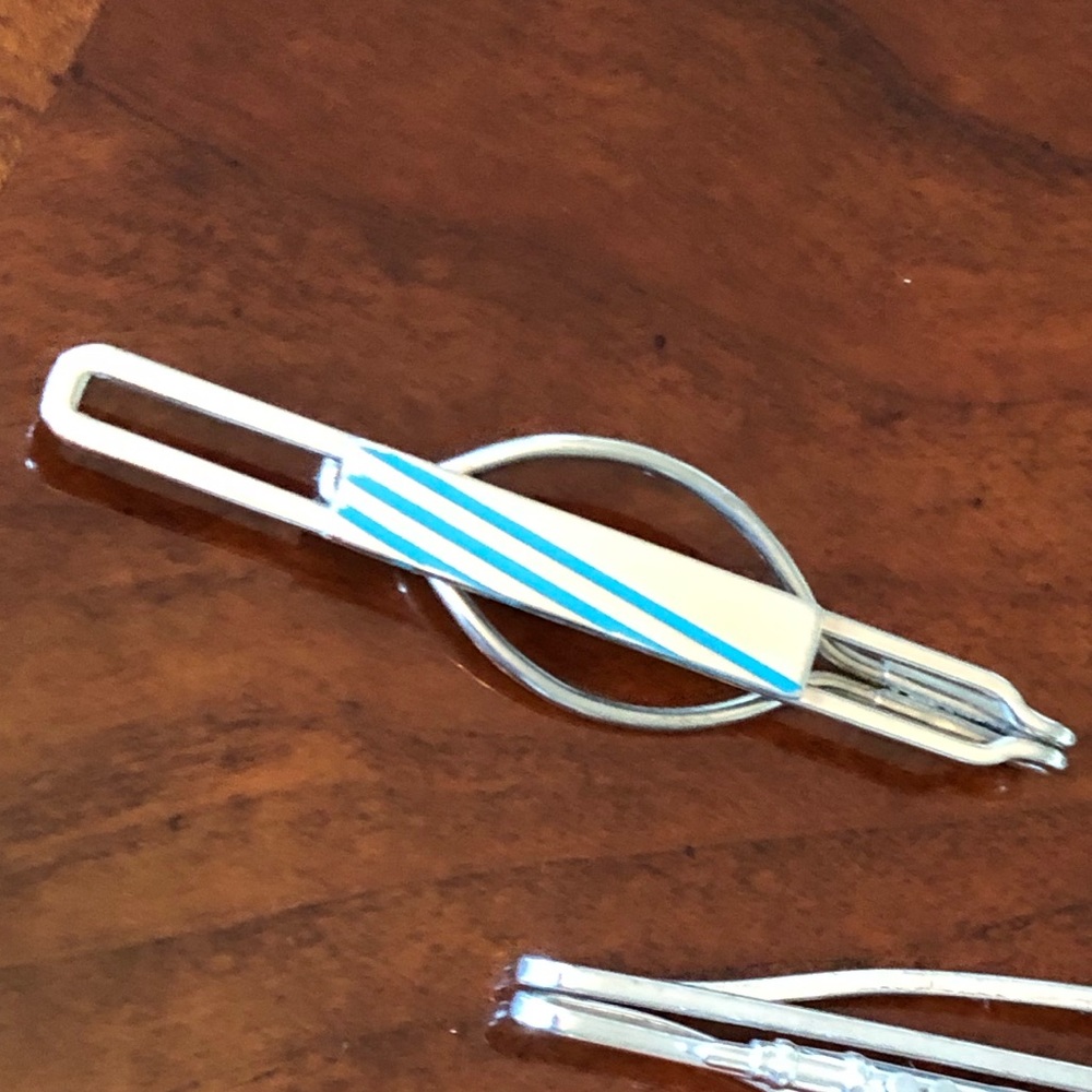 Vintage stainless steel Art deco style tie clip